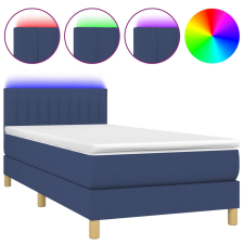 vidaXL kék szövet rugós és LED-es ágy matraccal 90x200 cm (3133851) ágy és ágykellék