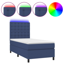 vidaXL kék szövet rugós és LED-es ágy matraccal 90x200 cm (3135171) ágy és ágykellék
