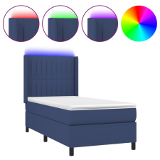 vidaXL kék szövet rugós és LED-es ágy matraccal 90x200 cm (3138451) ágy és ágykellék