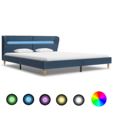vidaXL kék szövetkárpitozású LED-es ágykeret 160 x 200 cm ágy és ágykellék