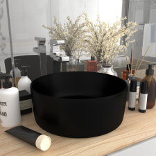vidaXL kerek matt fekete kerámia luxus mosdókagyló 40 x 15 cm szaniter