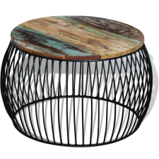 vidaXL Kerek tömör újrahasznosított fa dohányzóasztal 68 x 37 cm bútor