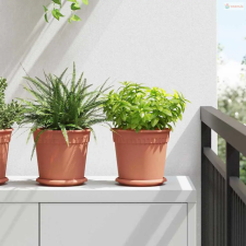 vidaXL Kerek Virágcserép 24 pcs Tégla Vörös Ø 19 x 16 cm Műanyag kerti tárolás