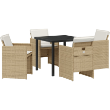 vidaXL Kert étkező szett 5 pcs Bézs polirattan (3380605) kerti bútor