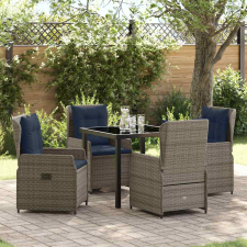 vidaXL Kert étkező szett 5 pcs Szürke Poli rattan kerti bútor