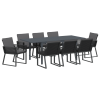 vidaXL Kert étkező szett 9 pcs Fekete Nagy Fém (3378830)