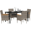 vidaXL Kert étkező szett párnával 5 pcs Szürke Poli rattan (3379851)