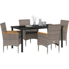 vidaXL Kert étkező szett párnával 5 pcs Szürke Poli rattan (3379851) kerti bútor