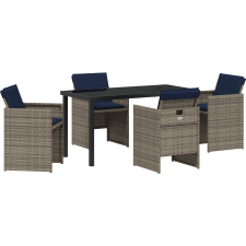 vidaXL Kert étkező szett párnával 5 pcs Szürke Poli rattan (3379969) kerti bútor