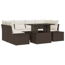 vidaXL Kert Kanapé Szett 7 darab Barna, Krém Rattan, Anyag (3357851) kerti bútor