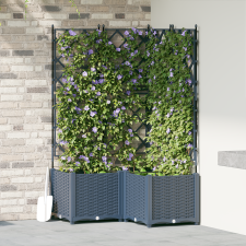 vidaXL Kertcserép Trellisszel 3 db Szürke 80x80x143 cm kerti tárolás