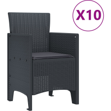 vidaXL Kerti étkező szett párnákkal 11 pcs Antracit Szintetikus rattan (3378755) kerti bútor