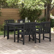 vidaXL Kerti Étkezőszékek 4 db Fekete 65,5x55,5x88 cm HDPE kerti bútor