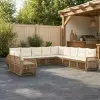  vidaXL Kerti Kanapé Szett 11 db Beige és Krémszínű polirattan