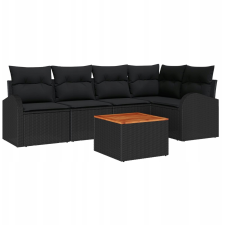 vidaXL Kerti Kanapé Szett 6 pcs Fekete (3356252) kerti bútor