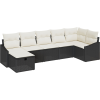 vidaXL Kerti Kanapé Szett 7 pcs Fekete 55 x 62 x 69 cm Poli rattan (3360628)