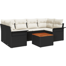 vidaXL Kerti Kanapé Szett 7 pcs Fekete Poli rattan (3347278) kerti bútor