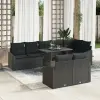 vidaXL Kerti kanapé szett 9 darabos Fekete Rattan, Fém