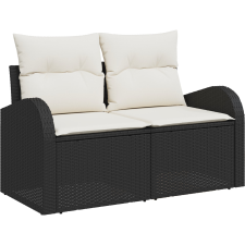 vidaXL Kerti Kanapé Szett párnával 10 pcs Fekete Poli rattan (3347621) kerti bútor