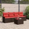 vidaXL Kerti Kanapé Szett párnával 5 pcs Beige és Piros polirattan