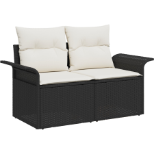 vidaXL Kerti Kanapé Szett párnával 6 pcs Fekete Poli rattan (3348263) kerti bútor
