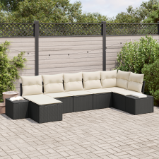 vidaXL Kerti Kanapé Szett párnával 7 pcs Fekete PE Rattan kerti bútor