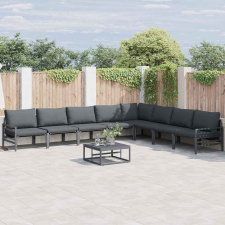 vidaXL Kerti Kanapé Szett párnával 8 pcs Antracitszürke Acél kerti bútor
