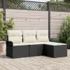 vidaXL Kerti Kanapé Szett párnával tárolóval 4 pcs Fekete Poli rattan