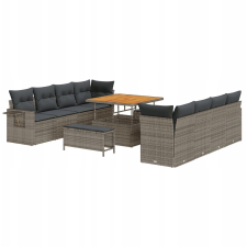 vidaXL Kerti Kanapé Szett tárolóval 11 pcs Szürke Poli rattan (3361728) kerti bútor