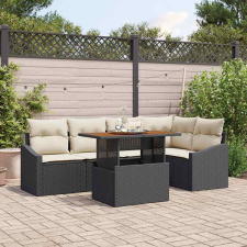vidaXL Kerti Kanapé Szett tárolóval 6 pcs Fekete Poli rattan kerti bútor