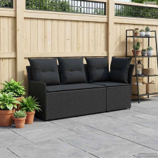 vidaXL Kerti karfás kanapé sarokkanapéval 2 Darab Fekete PE Rattan kerti bútor