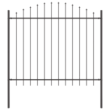 vidaXL Kerti Kerítés Gömbölyű Felső Szürke 1,7x1,25 m Acél (42003904) építőanyag