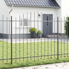 vidaXL Kerti Kerítés Íves Felső Szürke 11,9x1,25 m Acél építőanyag