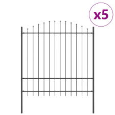 vidaXL Kerti kerítés íves tetejű, szürke, 8,5x1,75 m, acél (3360116) építőanyag
