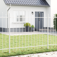 vidaXL Kerti Kerítés Íves Tetővel, Fehér, 6,8x1,25 m, Acél építőanyag