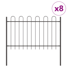 vidaXL Kerti Kerítés Kerek Felsővel, Szürke, 13,6x0,8 m, Acél (3334154) építőanyag