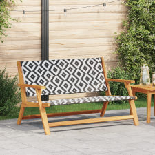 vidaXL Kerti pad Fekete-fehér 122x76x73.5 cm Tömör akácfából kerti bútor