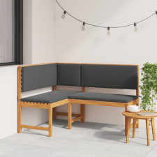 vidaXL Kerti Sarokpad párnákkal 140x100x91 cm Tömör akácfából kerti bútor