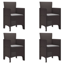 vidaXL Kerti székek párnákkal 4 db Barna Poly Rattan (847475) kerti bútor
