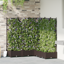 vidaXL Kerti Virágágyás Trellis-szel 5 db Barna 120x120x125,5 cm kerti tárolás