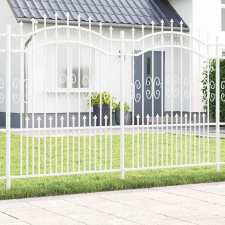 vidaXL Kertkerítés Fehér 190 cm Porszórt Acél kerti bútor