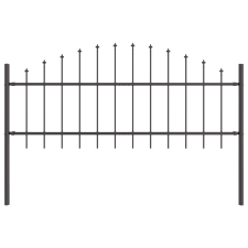 vidaXL Kertkerítés Íves Felső Szürke 1,7x0,75 m Acél (42003902) építőanyag