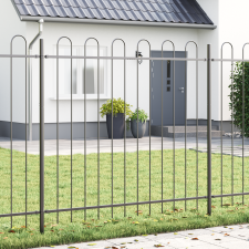 vidaXL Kertkerítés Íves Felső Szürke 1,7x1,5 m Acél építőanyag