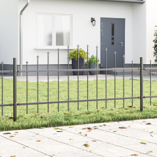 vidaXL Kertkerítés Íves Felső Szürke 5,1x0,75 m Acél építőanyag