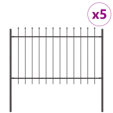 vidaXL Kertkerítés Lándzsa Felső Szürke 8,5x0,8 m Acél (3334089) építőanyag