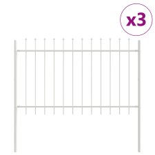 vidaXL Kertkerítés Lándzsás Felsővel Fehér 5,1x0,8 m Acél (3334059) építőanyag