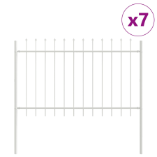 vidaXL Kertkerítés, lándzsás tetejű, Fehér 11,9x1,2 m Acél (3334141) építőanyag