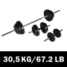 vidaXL Kétkezes súlyzó és 2 egykezes súlyzó szett 30,5 kg kézisúlyzó