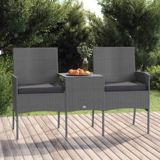 vidaXL kétszemélyes antracitszürke polyrattan kanapé teázóasztallal kerti bútor