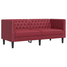vidaXL kétszemélyes bordó műbőr Chesterfield kanapé (372663) bútor